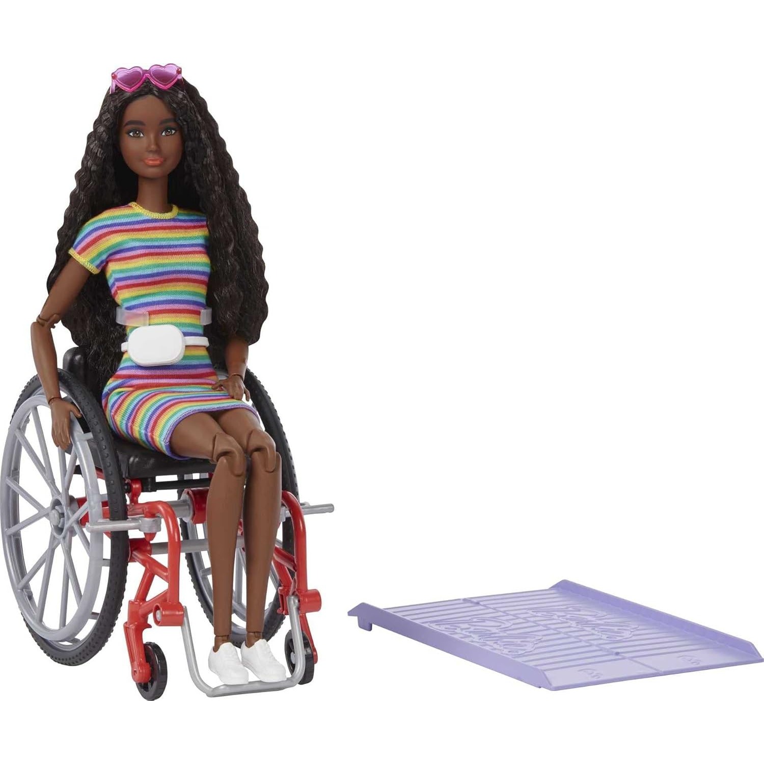 Mattel Toy Barbie - オリジナルマテルバービーファッショニスタ人形車椅子スロープ圧着黒人形女の子のおもちゃ子供のためのクリスマスギフト