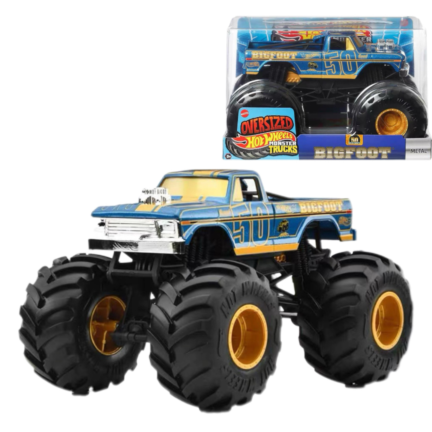 Hot Wheels Car Monster Trucks - ホットウィール モンスタートラック ビッグフット 50周年記念 オフロード 特大