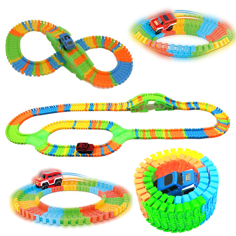 Hot Wheels Car Track Sets - DIY 組み立てユニバーサルレーシングセットトラックカー柔軟な教育鉄道車両パズルおもちゃ子供のため
