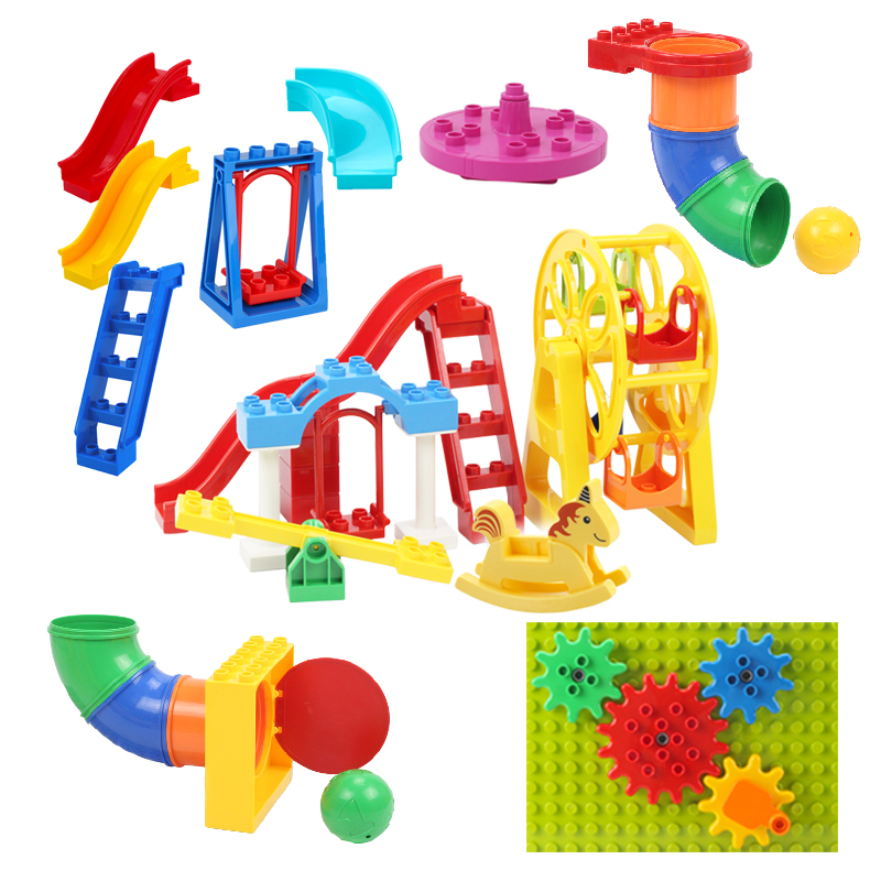 Lego Set Creator - ビッグビルディングブロック遊び場パイプライン部品スライドはしごスイング互換レンガセット赤ちゃん組み立て教育モンテッソーリおもちゃ