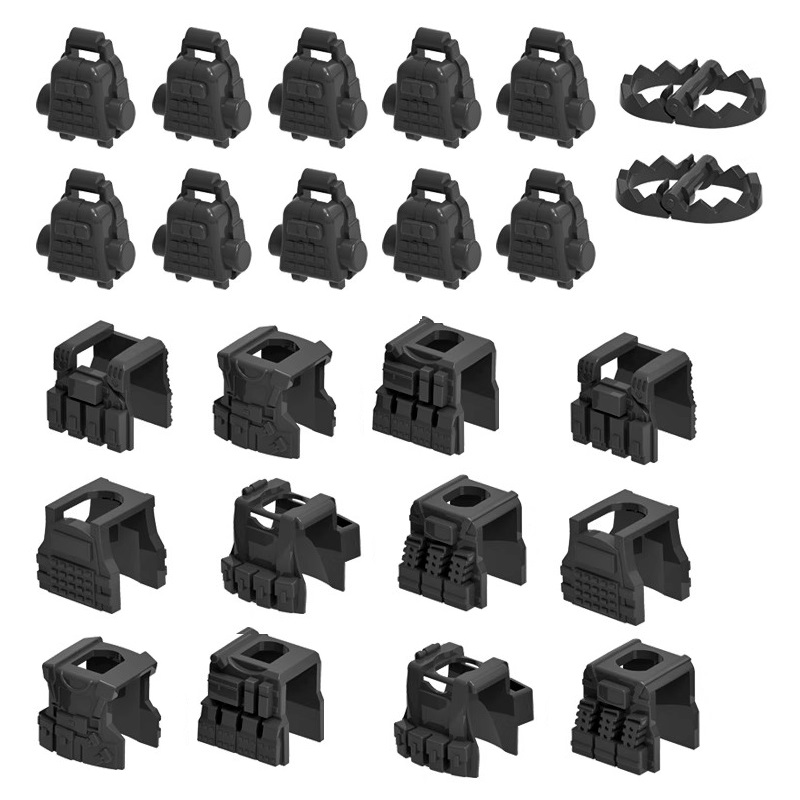 Lego Minifigure Holder - MOC 軍事鎧タクティカルベスト Sest 胸当て兵士ミニアクションフィギュア武器アクセサリーバックパックビルディングブロックおもちゃ