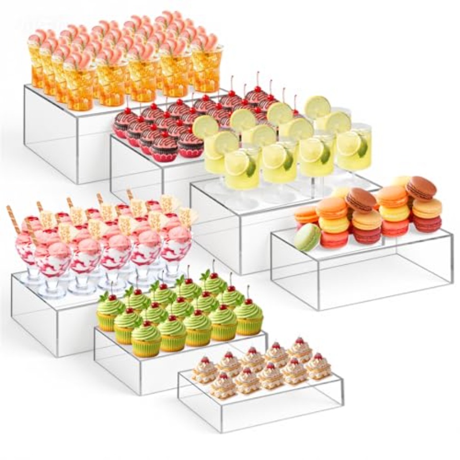 ケータリング用デザートテーブルライザーセット：アクリル製、透 - Display Risers Set のレビューと価格